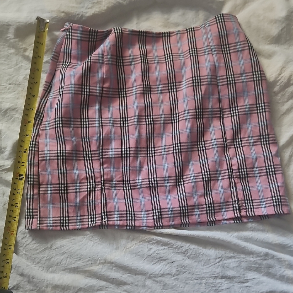 Shein, Mini Skirt, Pink Plaid, Size Medium